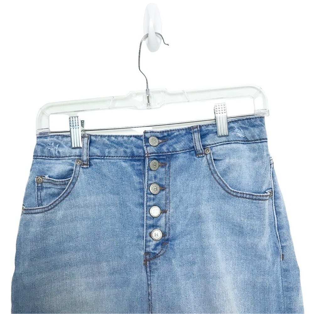 Highway Jeans Blue Raw Hem Denim Mini Skirt Size 5 / 6 - Picture 4 of 11